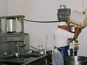 Photo: grinding the soybeans